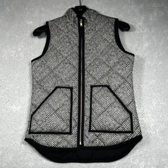 J.Crew Herringbone Quilted Vest – Black/White Size XXS - Picture 1 of 5